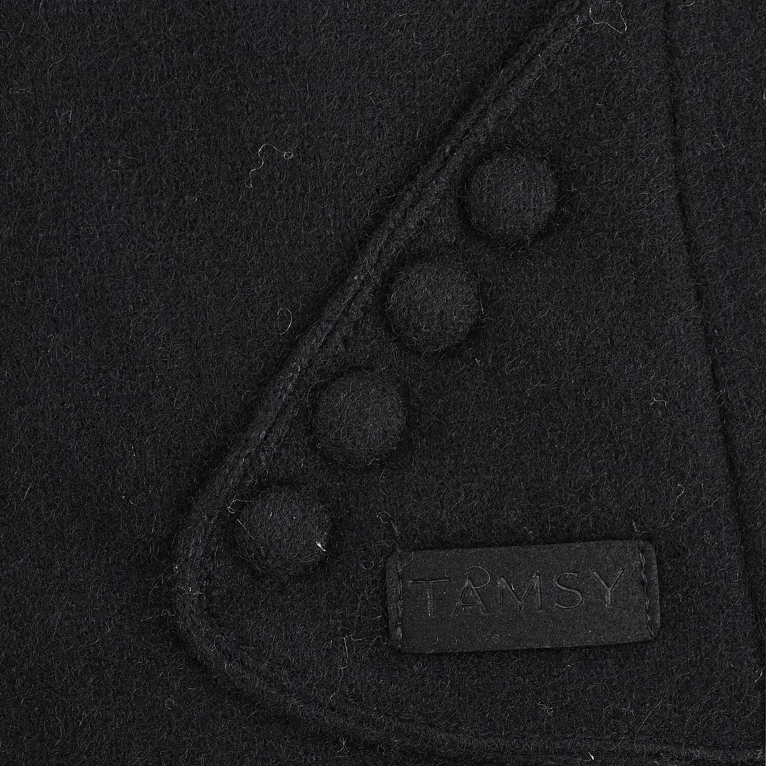  Tamsy Black Cashmere Wool Gloves with 2 Fingers Screen Touch - Large