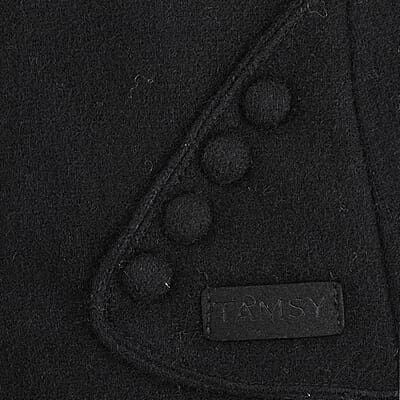 Tamsy Black Cashmere Wool Gloves with 2 Fingers Screen Touch - Large