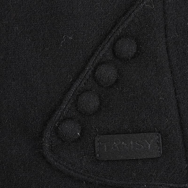 Tamsy Black Cashmere Wool Gloves with 2 Fingers Screen Touch - Large