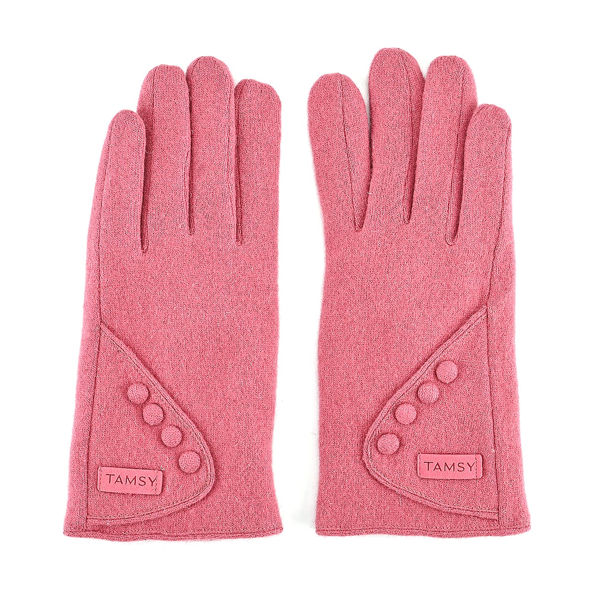 Doorbuster Tamsy Pink Cashmere Wool Gloves with 2 Fingers Screen Touch - Large image number 2