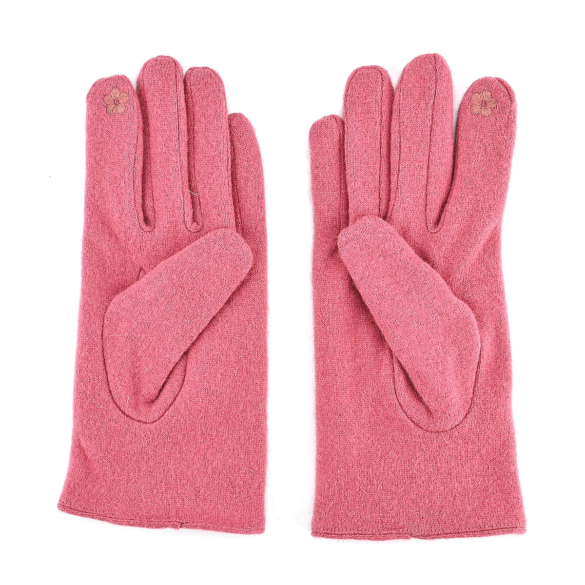 Doorbuster Tamsy Pink Cashmere Wool Gloves with 2 Fingers Screen Touch - Large image number 3