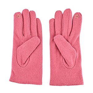 Doorbuster Tamsy Pink Cashmere Wool Gloves with 2 Fingers Screen Touch - Large