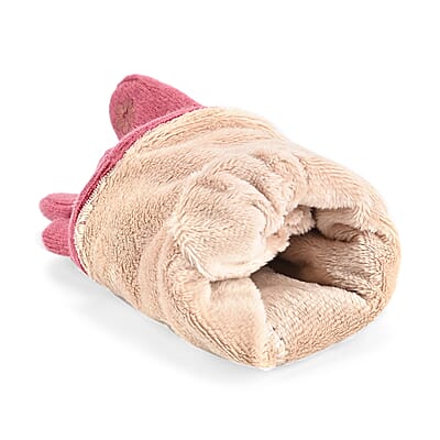  Tamsy Pink Cashmere Wool Gloves with 2 Fingers Screen Touch - Large