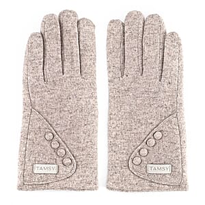  Tamsy Grey Cashmere Wool Gloves with 2 Fingers Screen Touch - Large