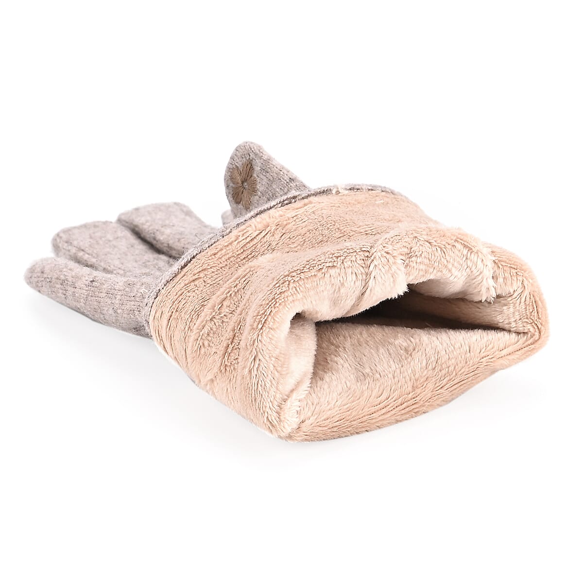 Doorbuster Tamsy Grey Cashmere Wool Gloves with 2 Fingers Screen Touch - Large image number 4