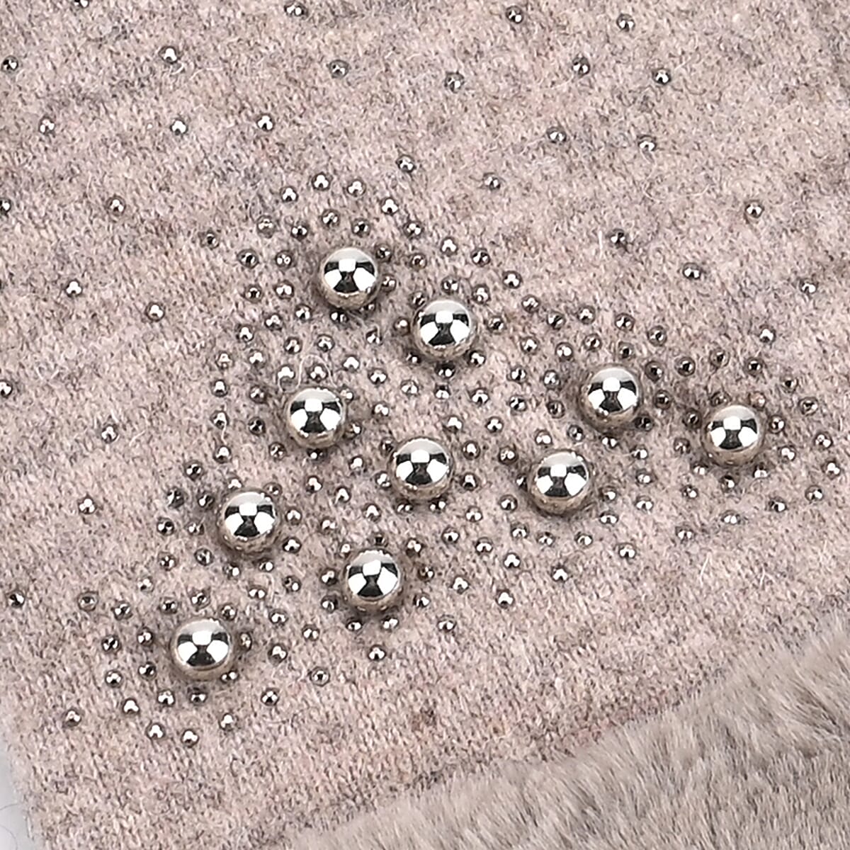 Tamsy Grey Cashmere Wool Gloves with Fur Cuff and 2 Finger Touchscreen image number 5