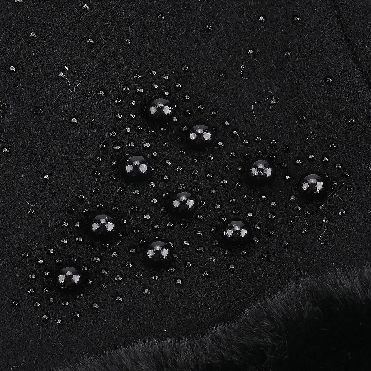 Tamsy Black Cashmere Wool Gloves with Fur Cuff and 2 Finger Touchscreen image number 5
