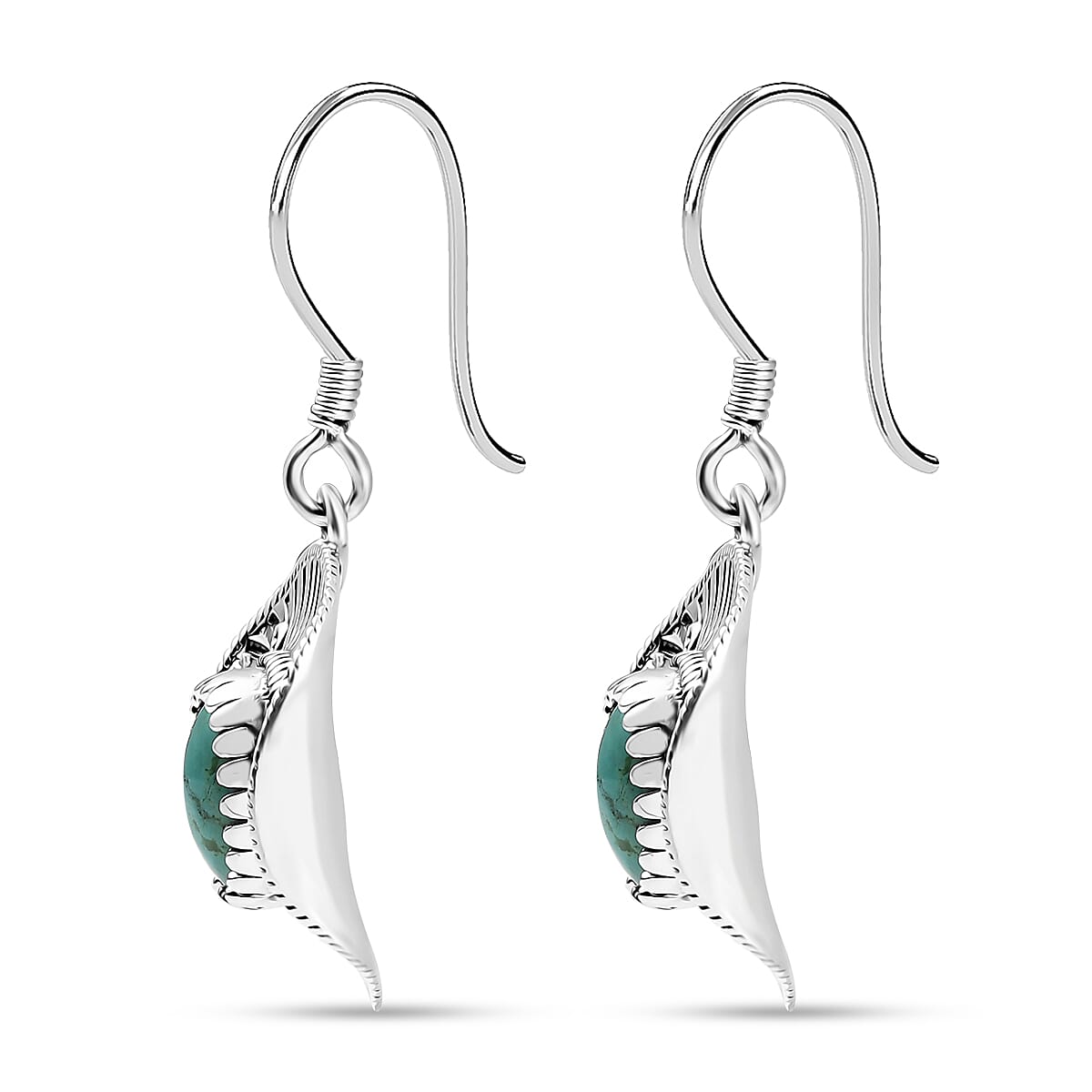 D'Joy Artisan Crafted Tahoe Naveda Turquoise 3.60 ctw Cowboy Hat Earrings in Sterling Silver  image number 4