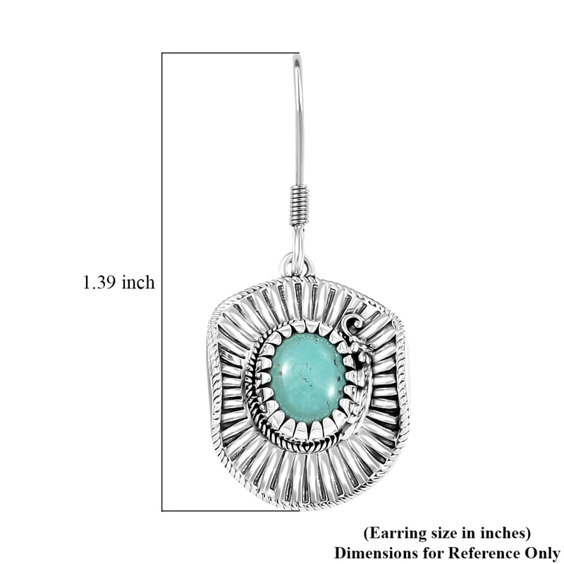 D'Joy Artisan Crafted Tahoe Nevada Turquoise 3.60 ctw Cowboy Hat Earrings in Sterling Silver 