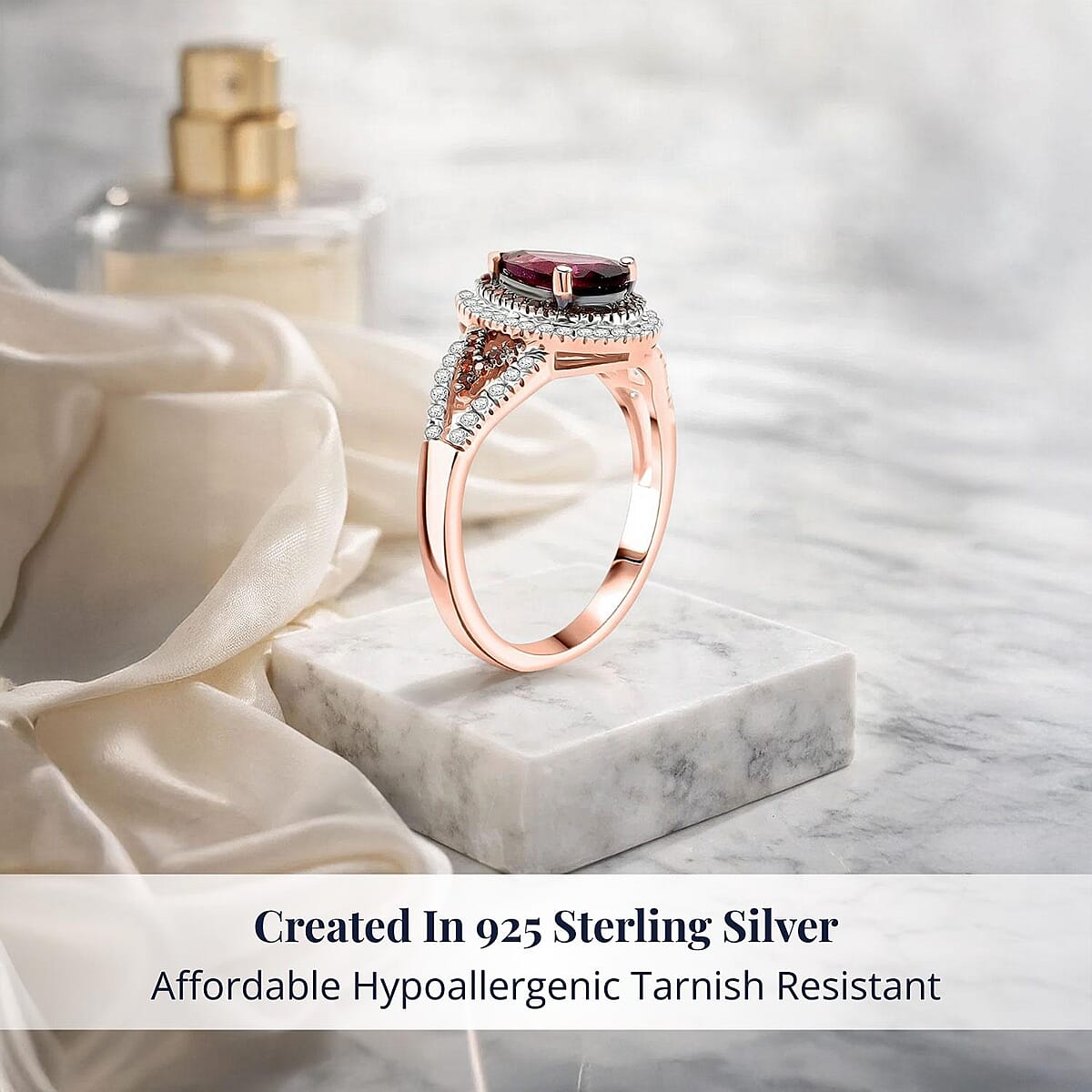 D'Joy AAA Radiant Ember Garnet, Multi Gemstone Ring in 18K Vermeil RG Over Sterling Silver (Size 8.0) 2.10 ctw image number 2