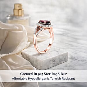 Certified & Appraised D'Joy AAA Radiant Ember Garnet, Multi Gemstone Ring in 18K Vermeil RG Over Sterling Silver (Size 8.0) 2.10 ctw