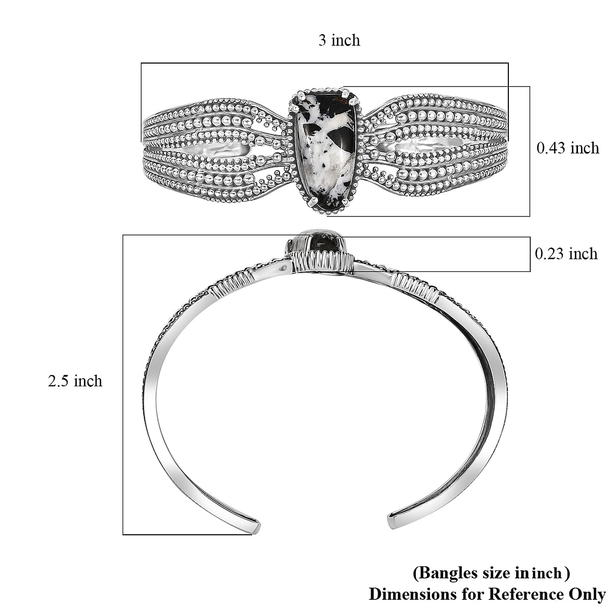 D'Joy Artisan Crafted White Buffalo 14.20 ctw Cuff Bracelet in Sterling Silver (7.25 In) image number 5