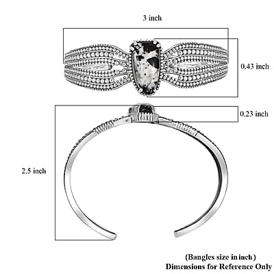 D'Joy Artisan Crafted White Buffalo 14.20 ctw Cuff Bracelet in Sterling Silver (7.25 In)