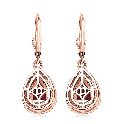 D'Joy AAA Radiant Ember Garnet and Multi Gemstone 2.50 ctw Lever Back Earrings in 18K Vermeil Rose Gold Over Sterling Silver