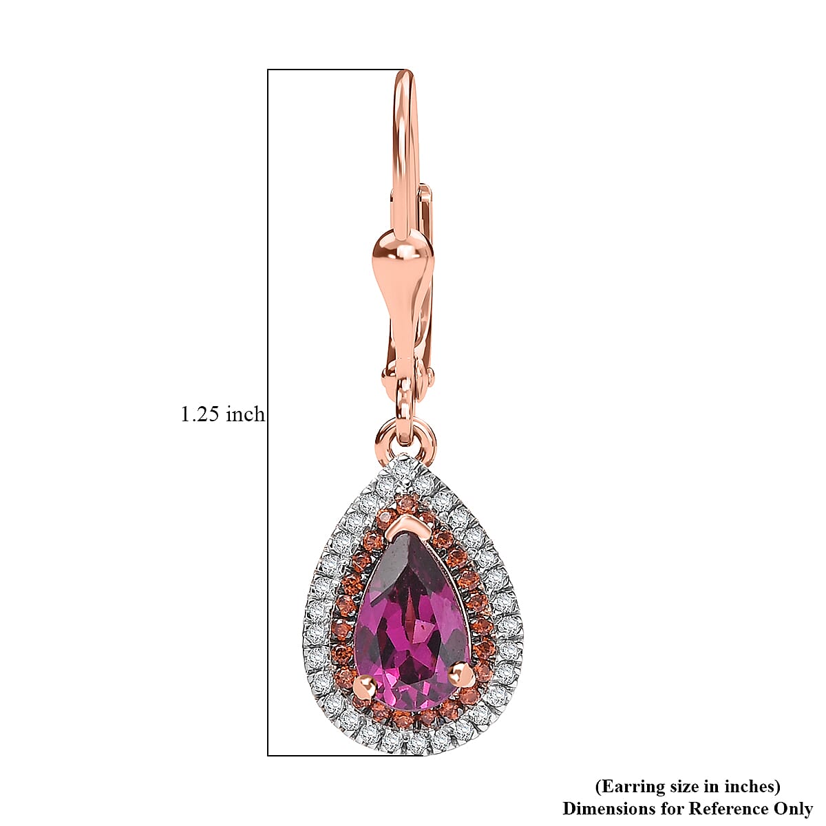 D'Joy AAA Radiant Ember Garnet and Multi Gemstone 2.50 ctw Lever Back Earrings in 18K Vermeil Rose Gold Over Sterling Silver image number 5