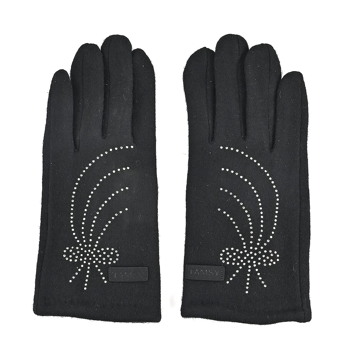 Doorbuster Tamsy Black Cashmere Wool Gloves with 2 Fingers Screen Touch image number 1