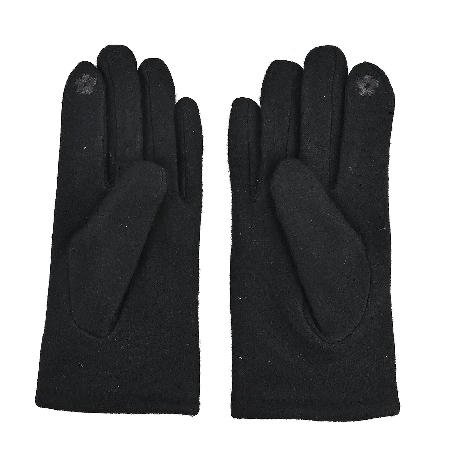  Tamsy Black Cashmere Wool Gloves with 2 Fingers Screen Touch