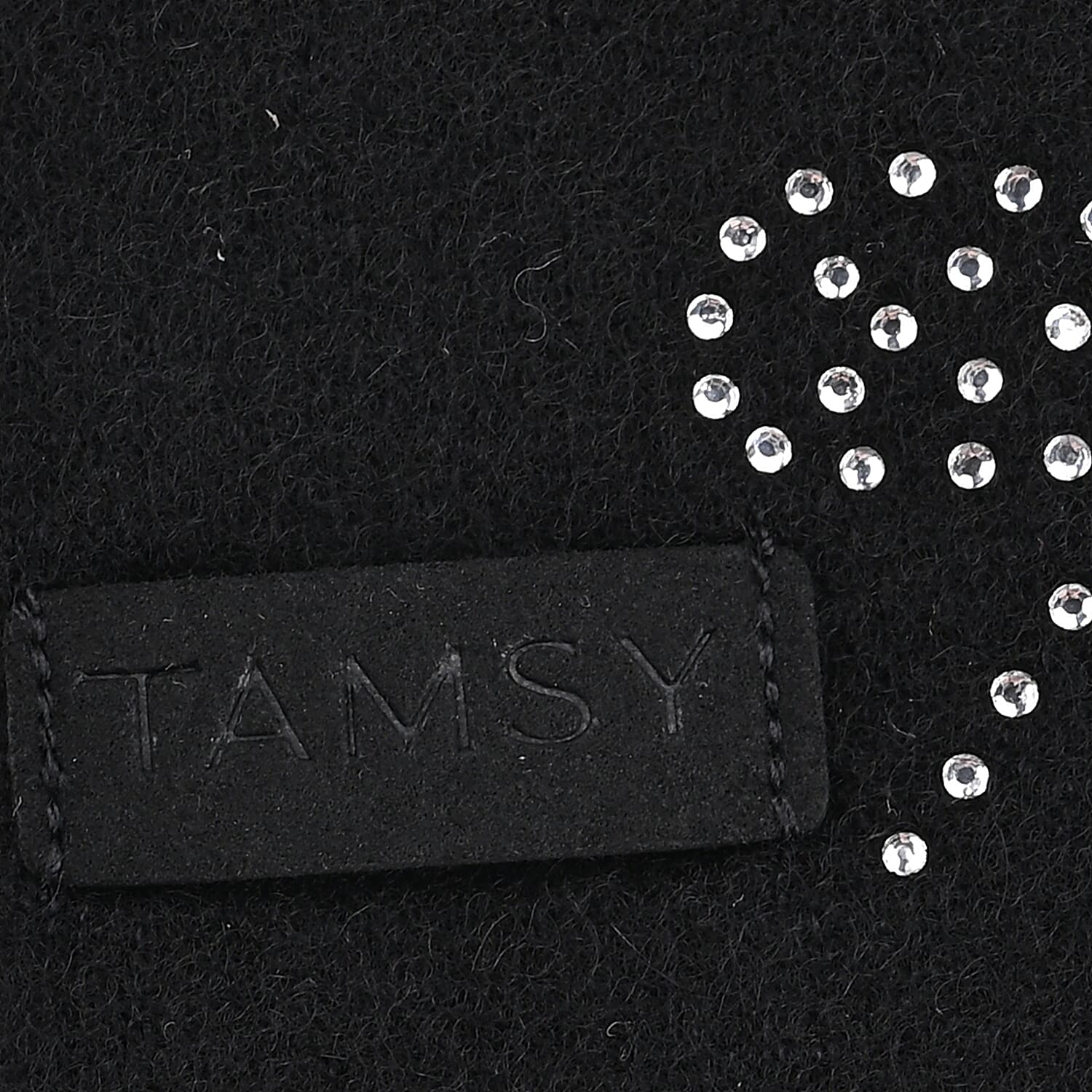  Tamsy Black Cashmere Wool Gloves with 2 Fingers Screen Touch