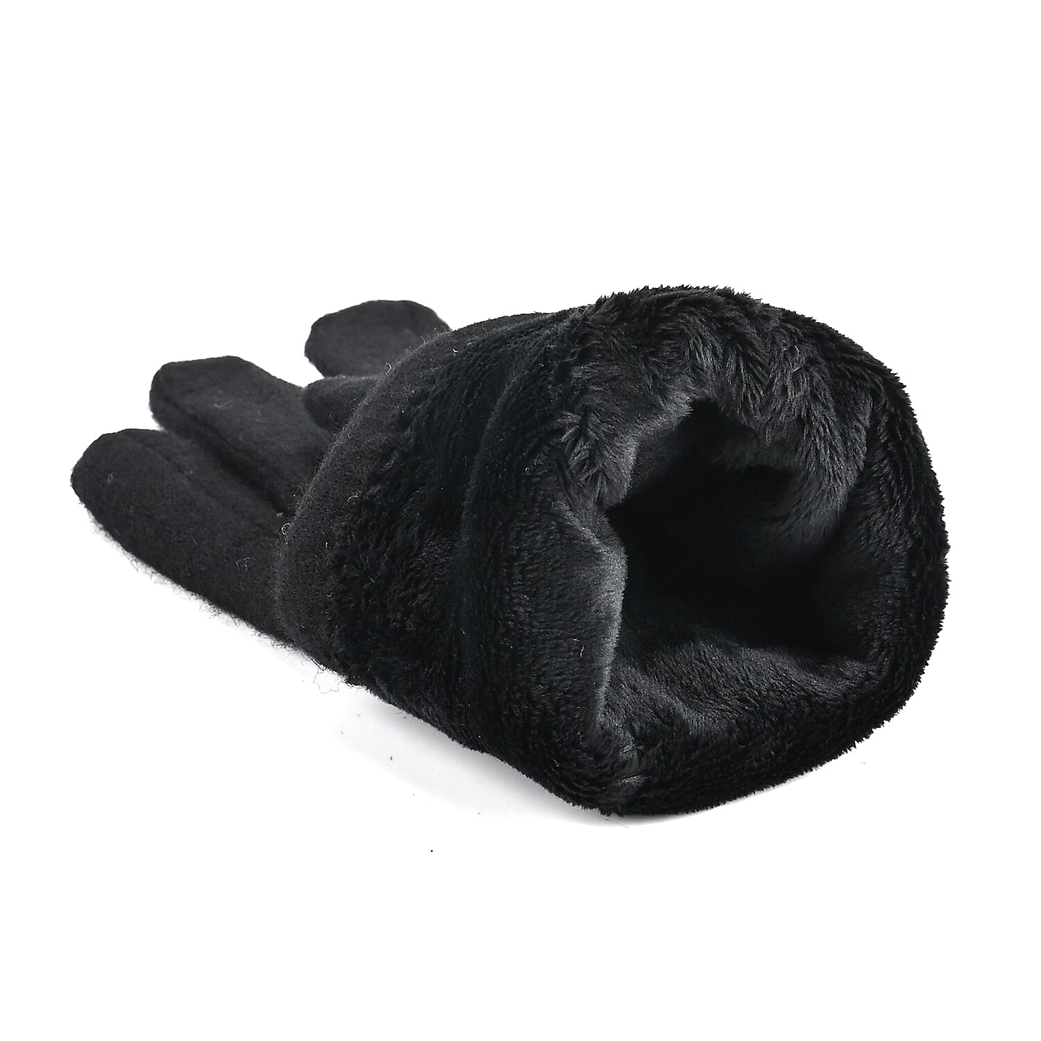  Tamsy Black Cashmere Wool Gloves with 2 Fingers Screen Touch