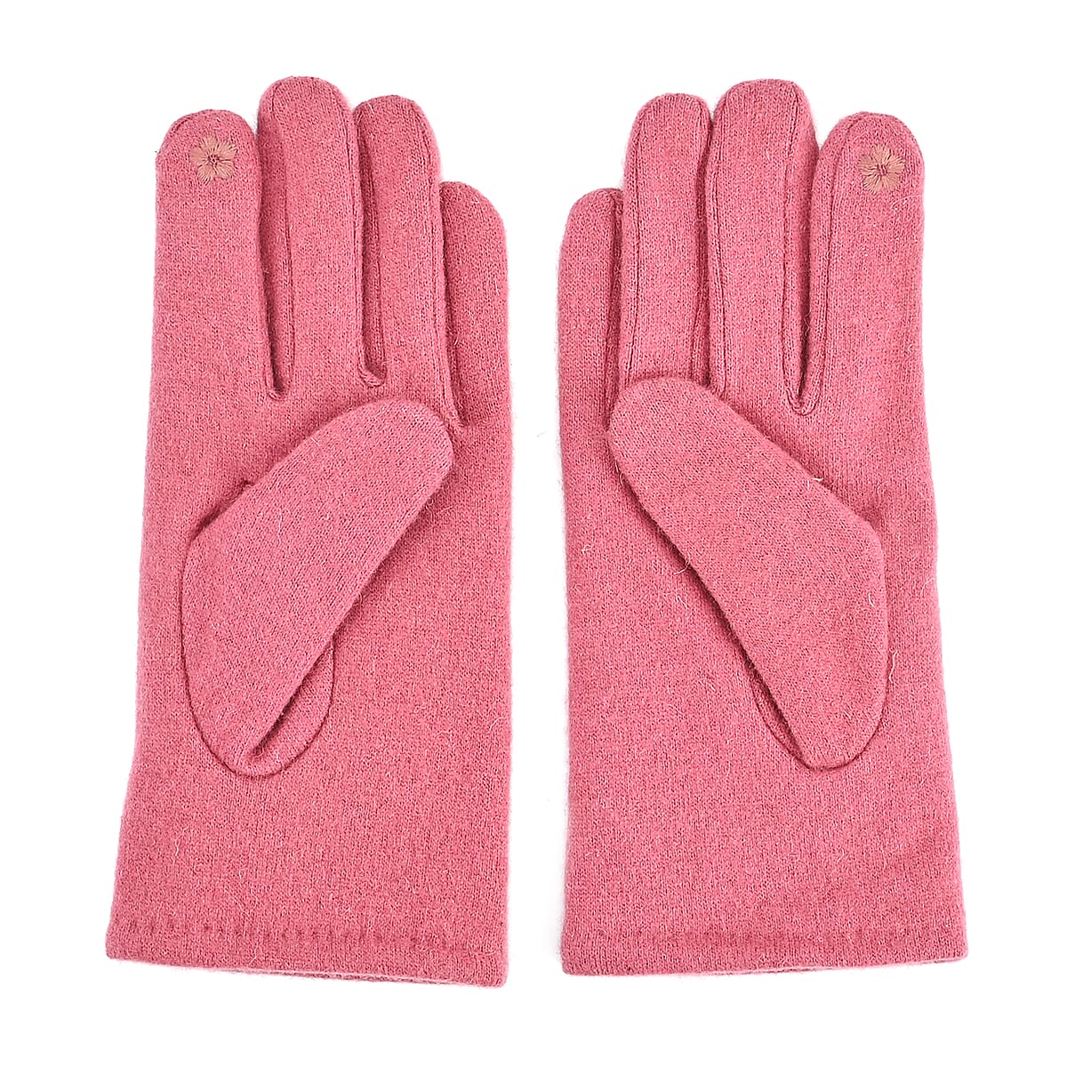 Doorbuster Tamsy Pink Cashmere Wool Gloves with 2 Fingers Screen Touch image number 2