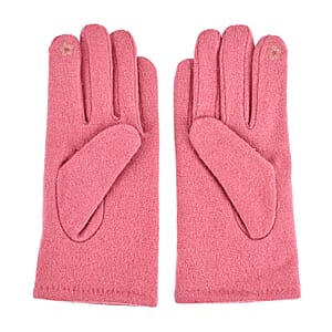 Doorbuster Tamsy Pink Cashmere Wool Gloves with 2 Fingers Screen Touch
