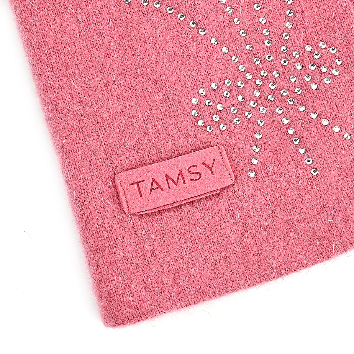 Doorbuster Tamsy Pink Cashmere Wool Gloves with 2 Fingers Screen Touch image number 3