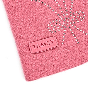Doorbuster Tamsy Pink Cashmere Wool Gloves with 2 Fingers Screen Touch