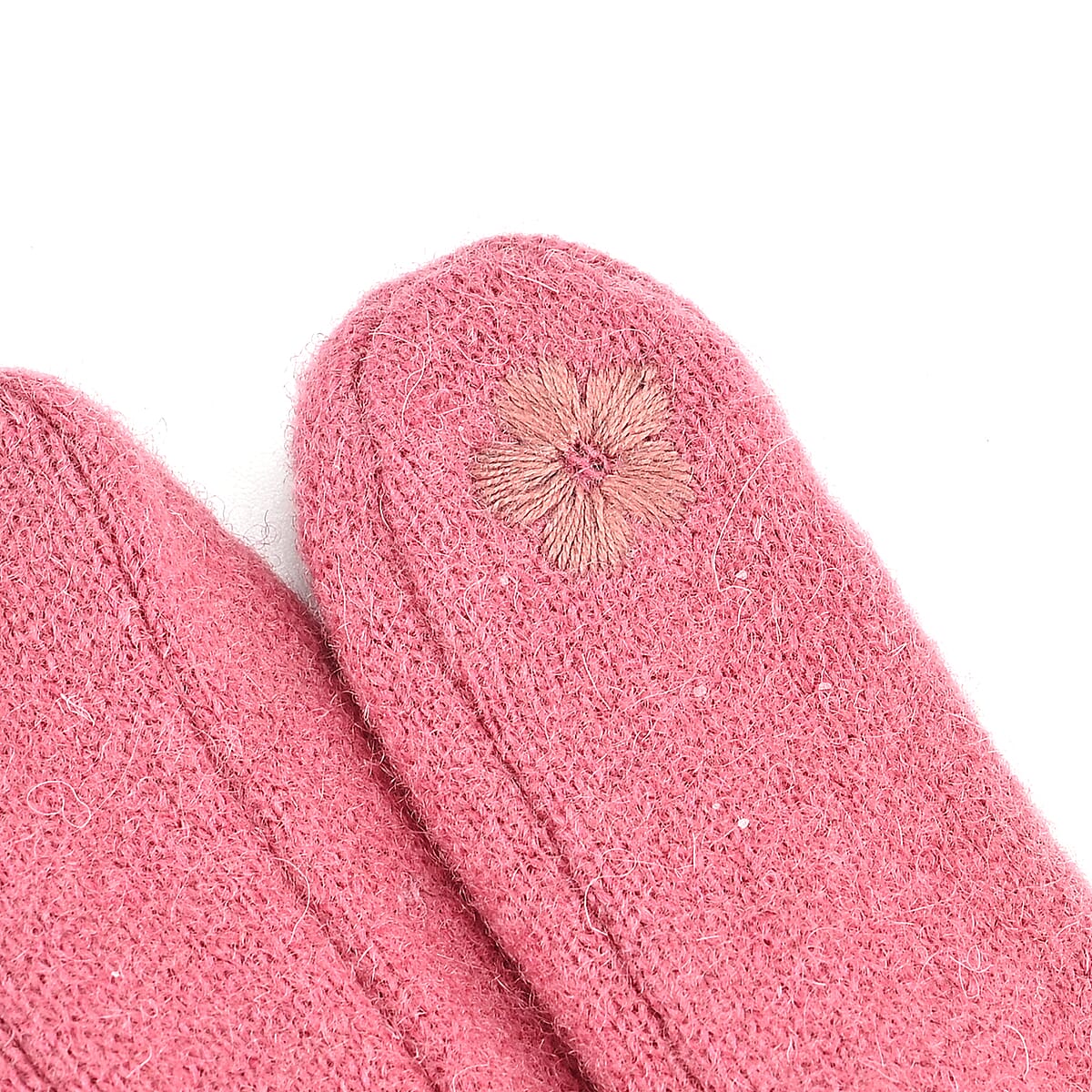 Doorbuster Tamsy Pink Cashmere Wool Gloves with 2 Fingers Screen Touch image number 4
