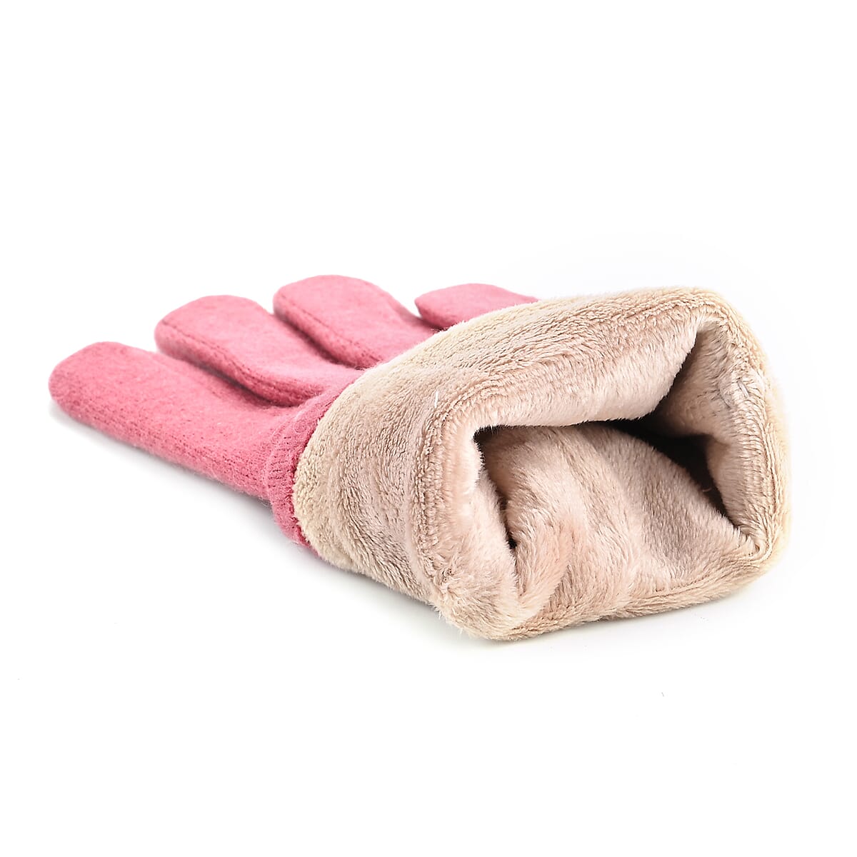 Doorbuster Tamsy Pink Cashmere Wool Gloves with 2 Fingers Screen Touch image number 5