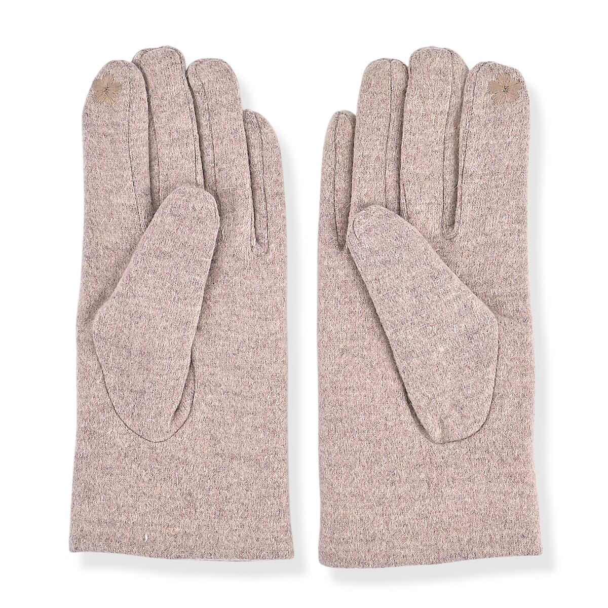 Doorbuster Tamsy Beige Cashmere Wool Gloves with 2 Fingers Screen Touch image number 2