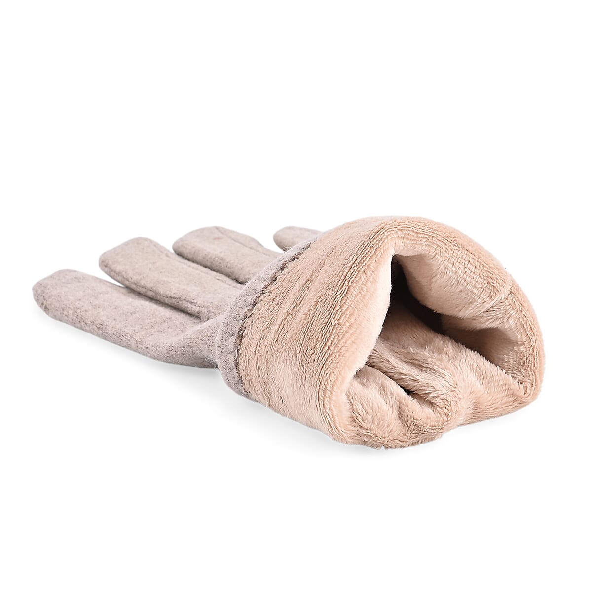 Doorbuster Tamsy Beige Cashmere Wool Gloves with 2 Fingers Screen Touch image number 4