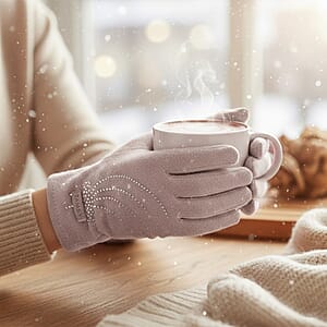 Doorbuster Tamsy Gray Cashmere Wool Gloves with 2 Fingers Screen Touch