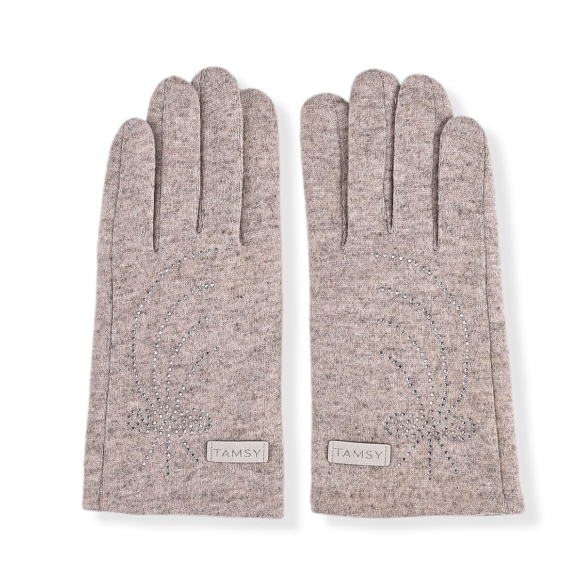 Doorbuster Tamsy Gray Cashmere Wool Gloves with 2 Fingers Screen Touch image number 1