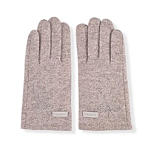 Doorbuster Tamsy Gray Cashmere Wool Gloves with 2 Fingers Screen Touch