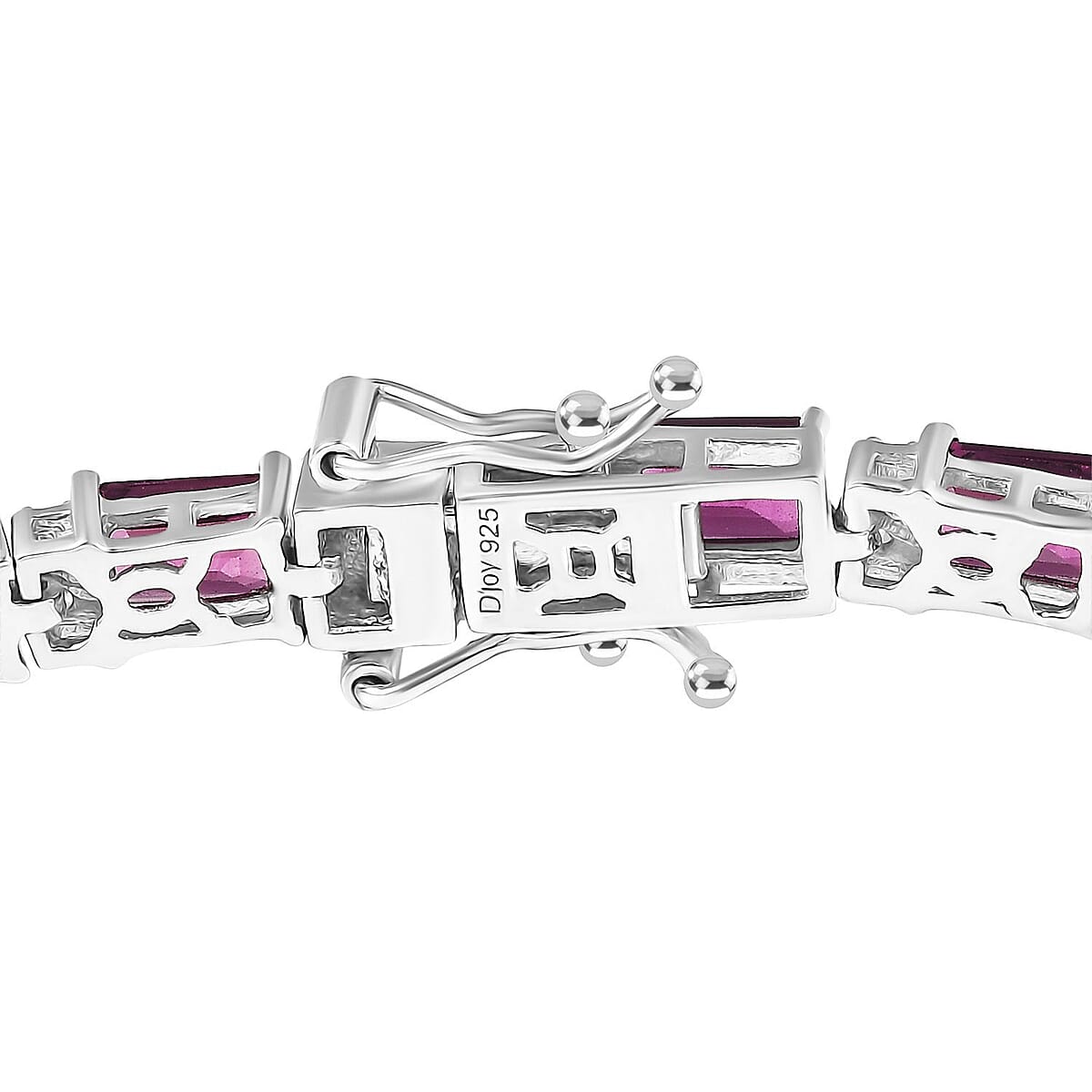 D'Joy AAA Radiant Ember Garnet, White Zircon Bracelet in Rhodium Over Sterling Silver (7.25 In) 16.90 ctw image number 3