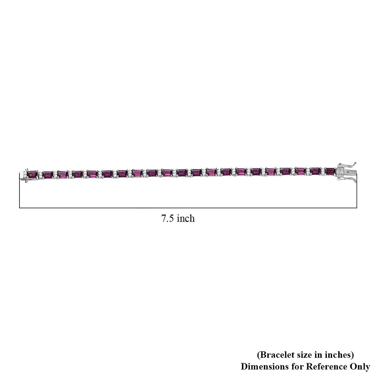 D'Joy AAA Radiant Ember Garnet, White Zircon Bracelet in Rhodium Over Sterling Silver (7.25 In) 16.90 ctw image number 4