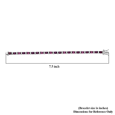 D'Joy AAA Radiant Ember Garnet and White Zircon 16.90 ctw Bracelet in Rhodium Over Sterling Silver (7.25 In)