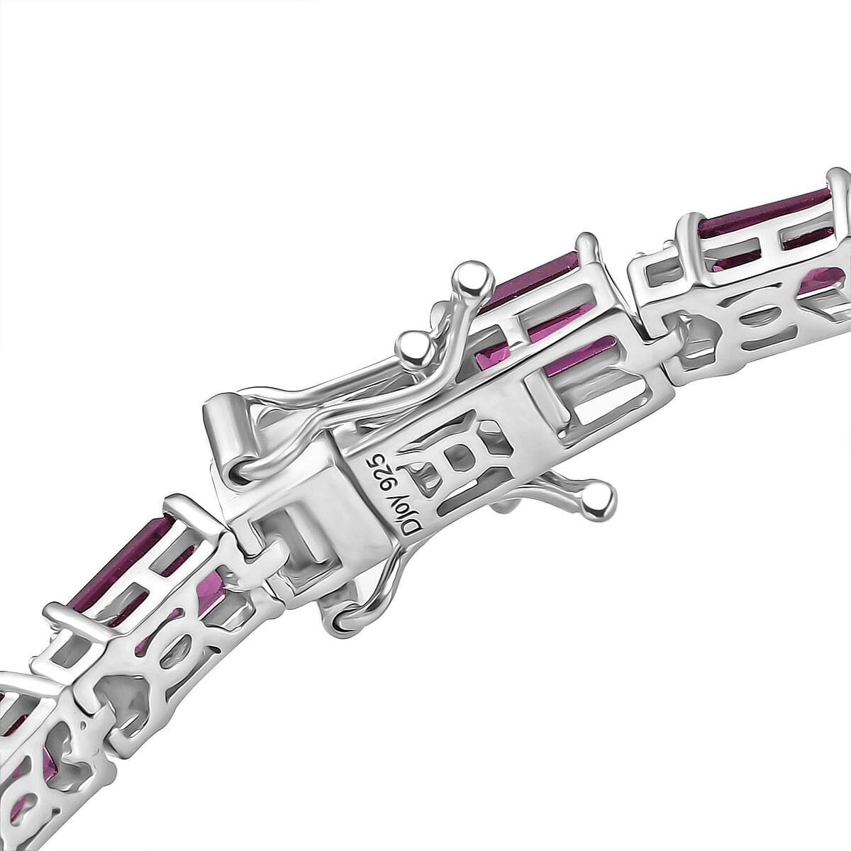 D'Joy AAA Radiant Ember Garnet and White Zircon 16.80 ctw Bracelet in Rhodium Over Sterling Silver (6.50 In) image number 3