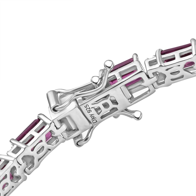 D'Joy AAA Radiant Ember Garnet and White Zircon 16.80 ctw Bracelet in Rhodium Over Sterling Silver (6.50 In)