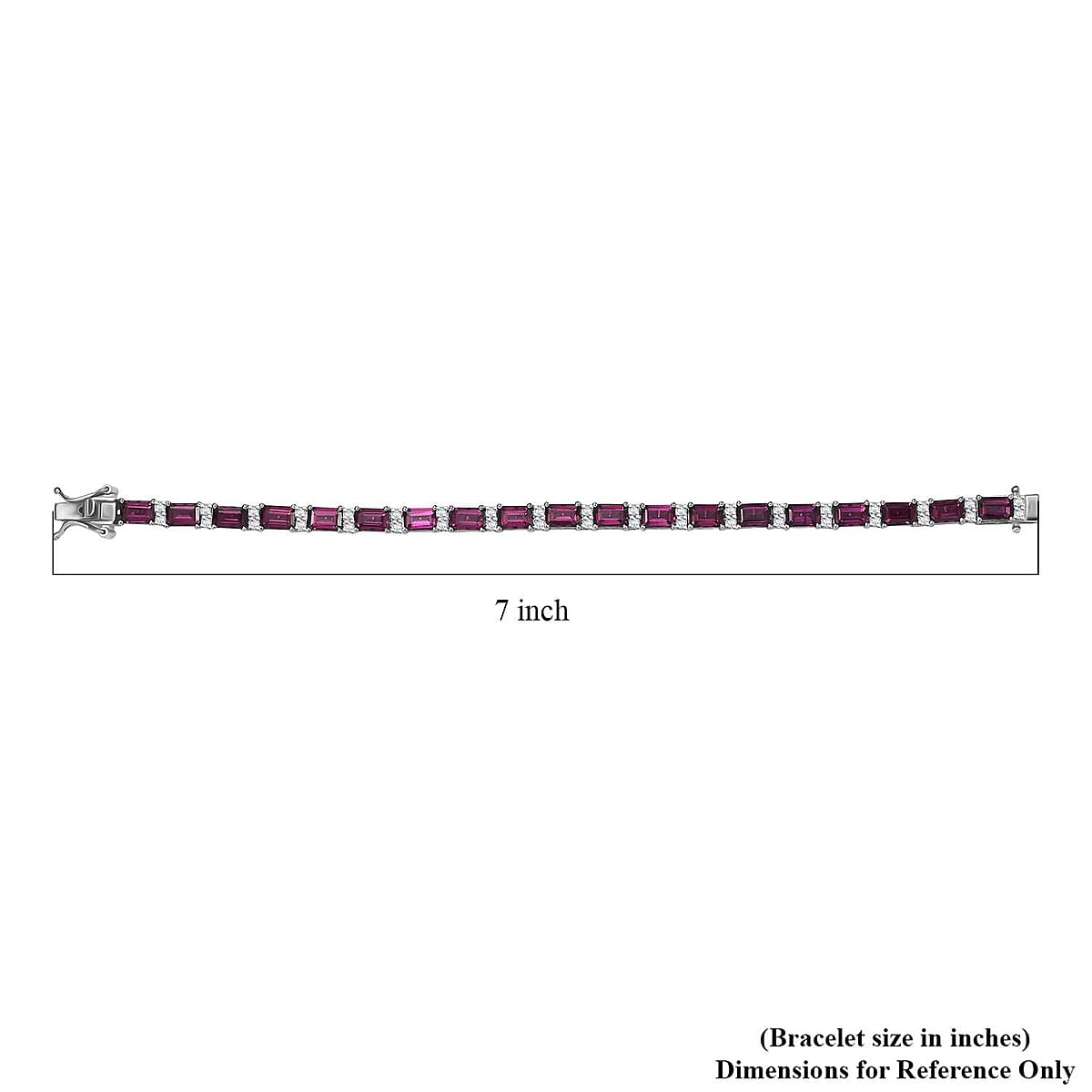 D'Joy AAA Radiant Ember Garnet and White Zircon 16.80 ctw Bracelet in Rhodium Over Sterling Silver (6.50 In) image number 4