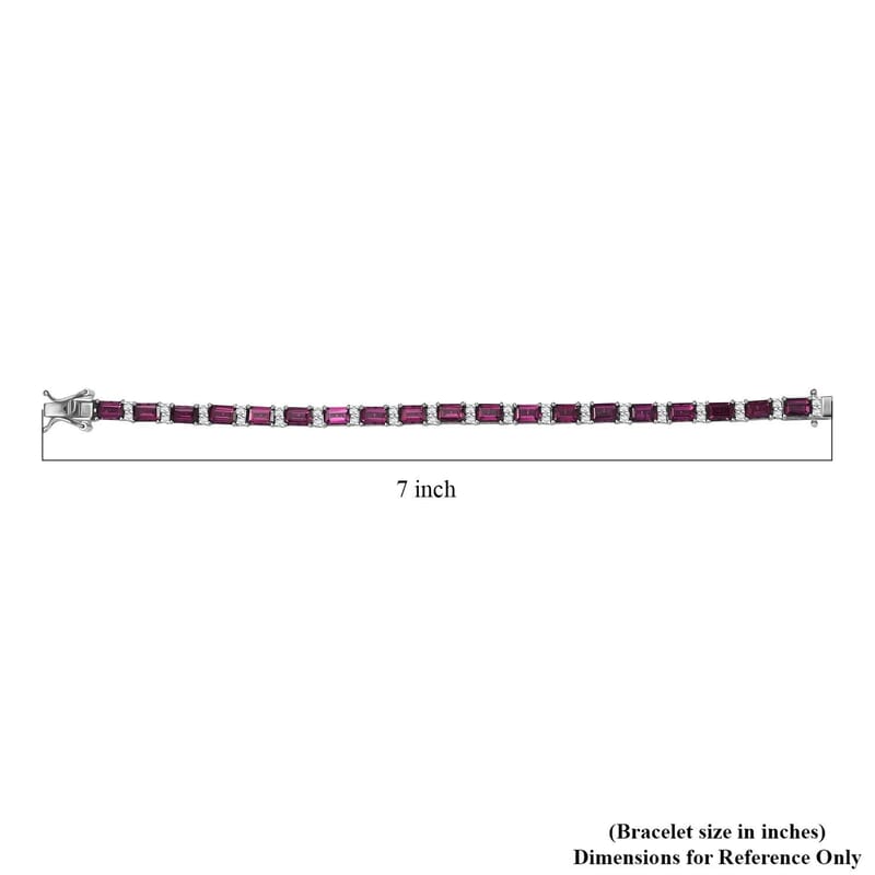 D'Joy AAA Radiant Ember Garnet and White Zircon 16.80 ctw Bracelet in Rhodium Over Sterling Silver (6.50 In)