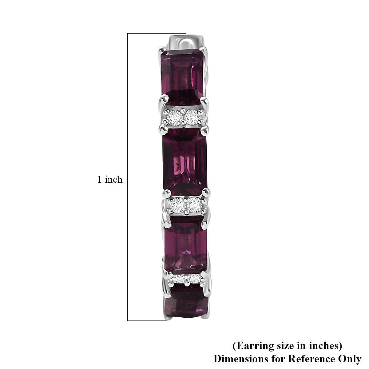 D'Joy Radiant Ember Garnet and White Zircon 10.40 ctw Hoop Earrings in Rhodium Over Sterling Silver