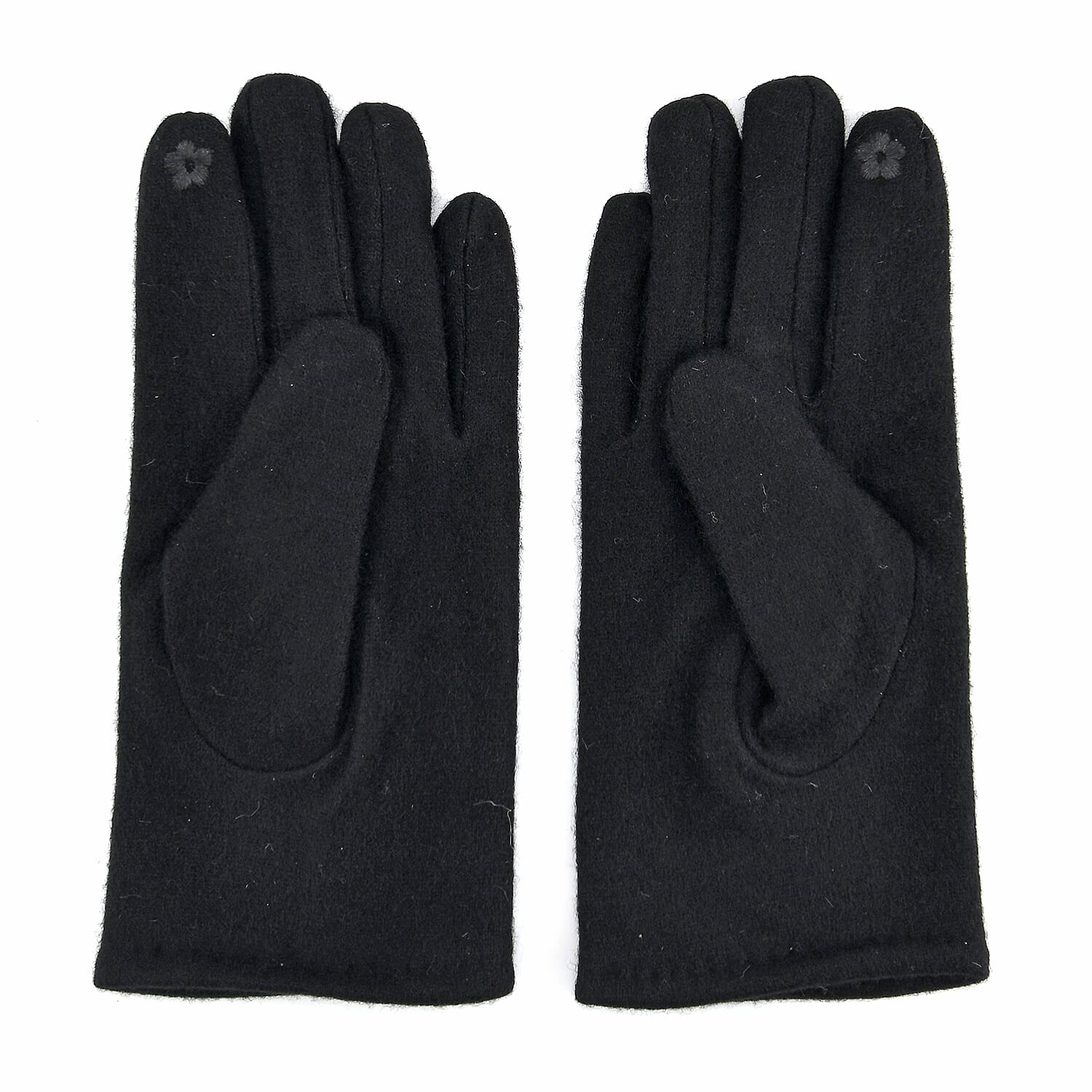  Tamsy Black Cashmere Wool Gloves with 2 Fingers Screen Touch