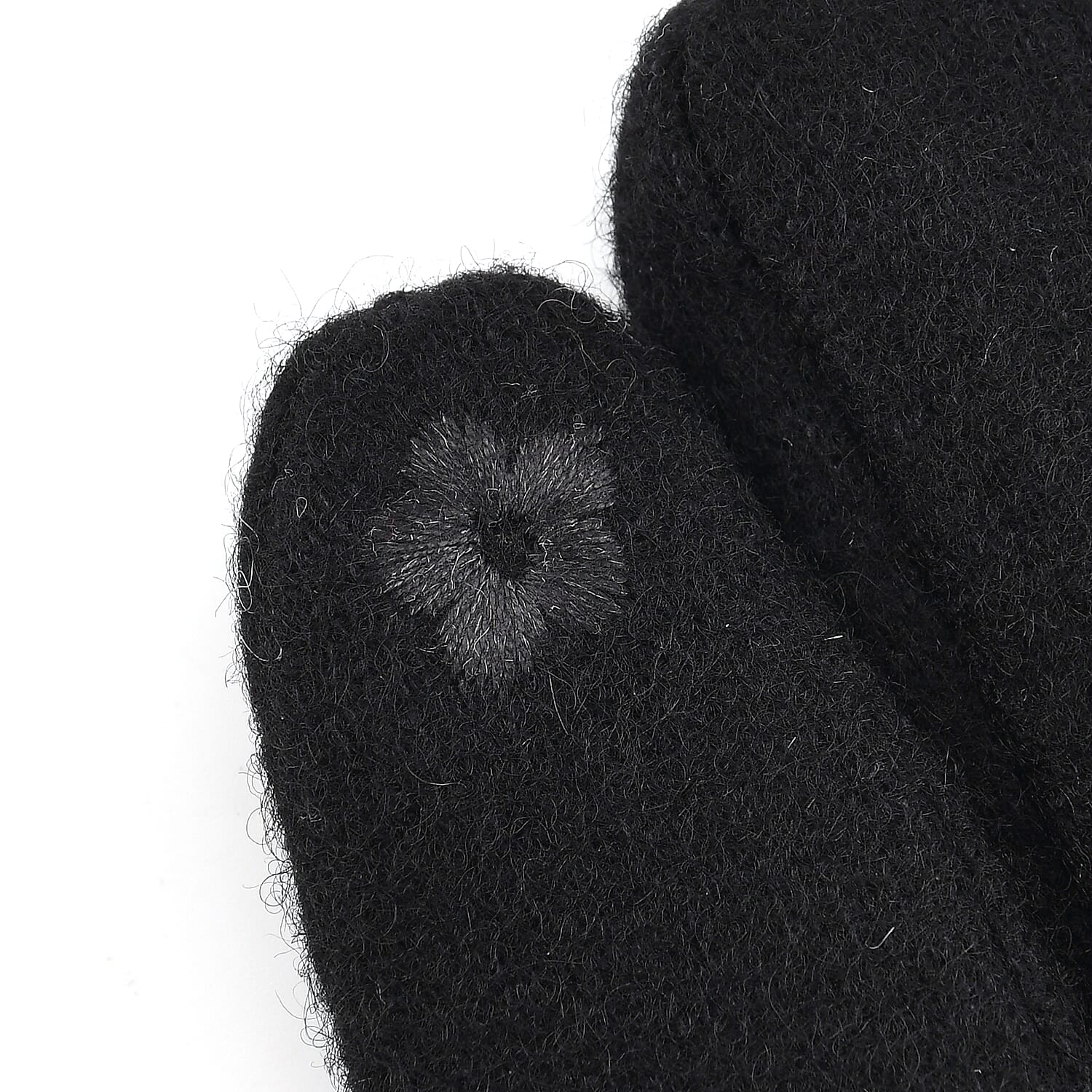  Tamsy Black Cashmere Wool Gloves with 2 Fingers Screen Touch
