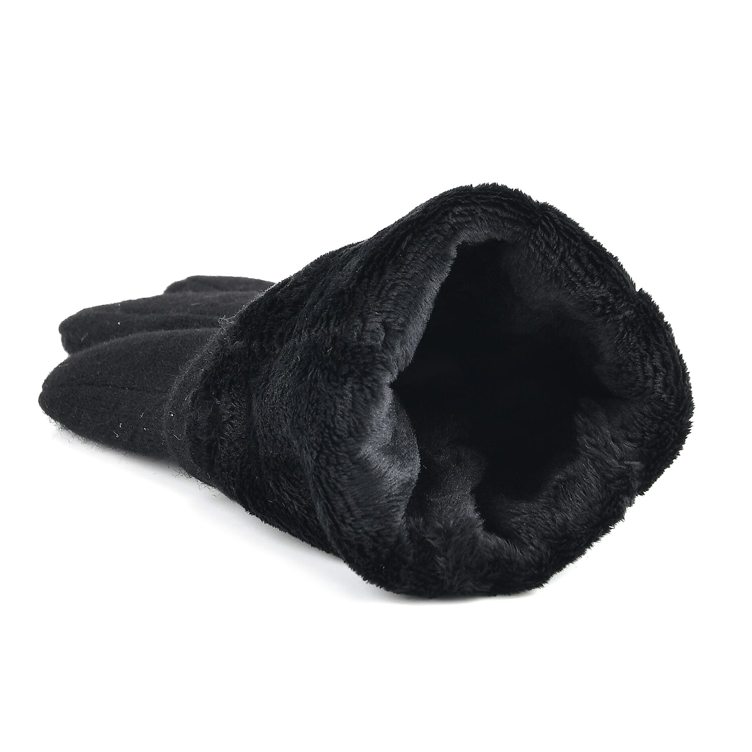  Tamsy Black Cashmere Wool Gloves with 2 Fingers Screen Touch
