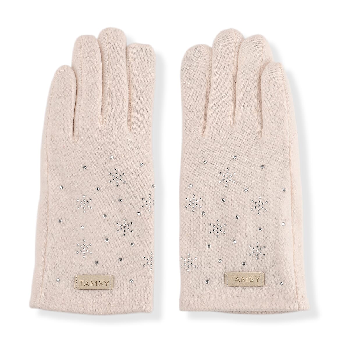 Doorbuster Tamsy White Cashmere Wool Gloves with 2 Fingers Screen Touch image number 1