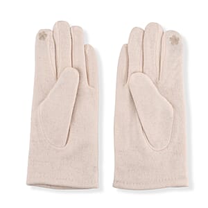 Doorbuster Tamsy White Cashmere Wool Gloves with 2 Fingers Screen Touch
