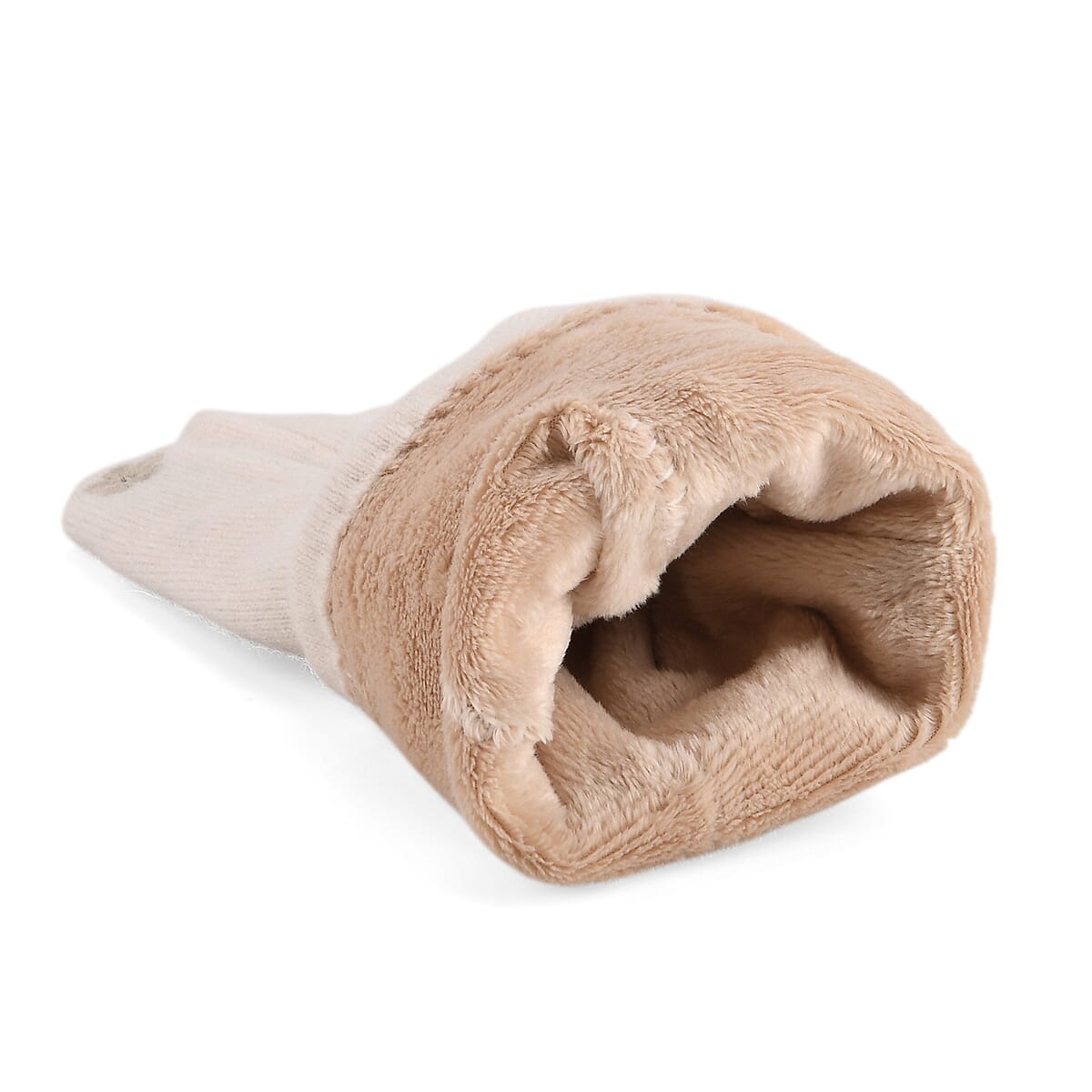 Doorbuster Tamsy White Cashmere Wool Gloves with 2 Fingers Screen Touch image number 6