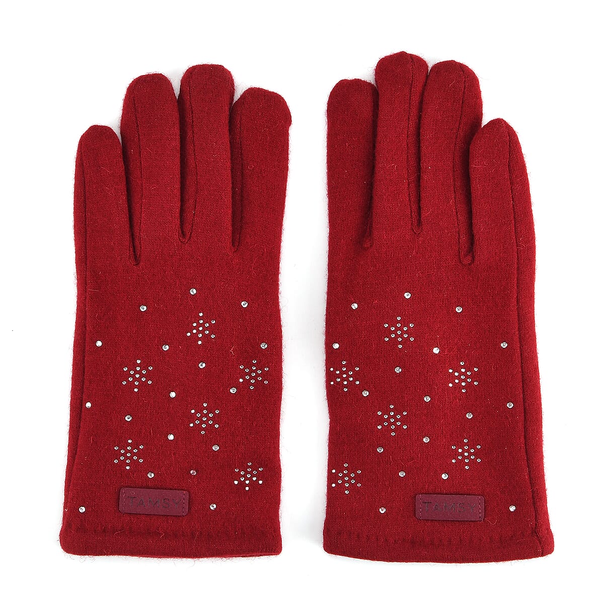 Doorbuster Tamsy Wine Cashmere Wool Gloves with 2 Fingers Screen Touch image number 1