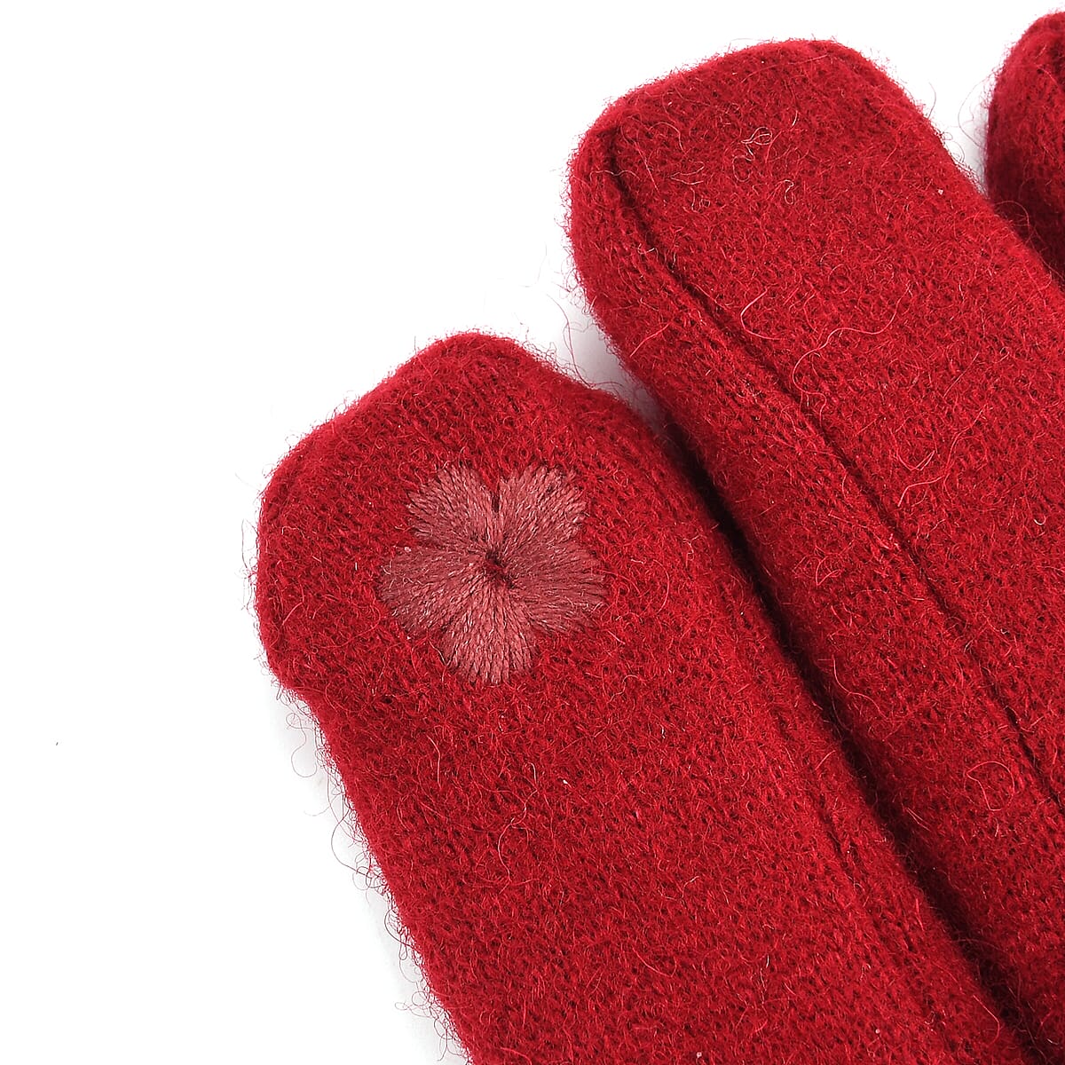 Doorbuster Tamsy Wine Cashmere Wool Gloves with 2 Fingers Screen Touch image number 5